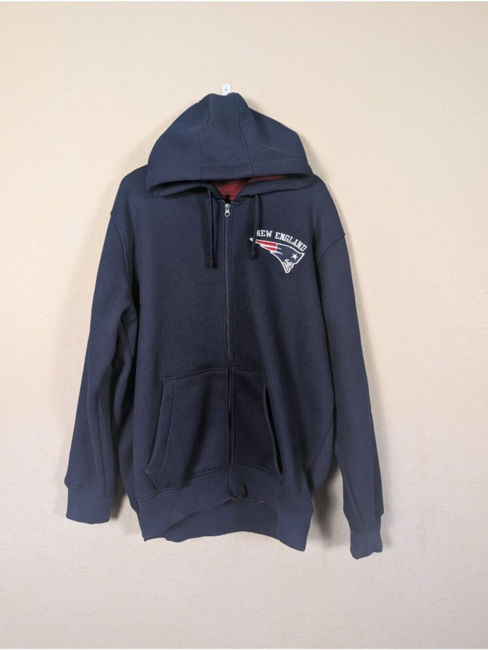 NFL New England Patriots Zip up Hoodie XXL Thick knit heavy-duty Fleece lined